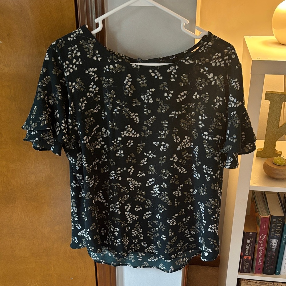 Dark Green Floral Blouse